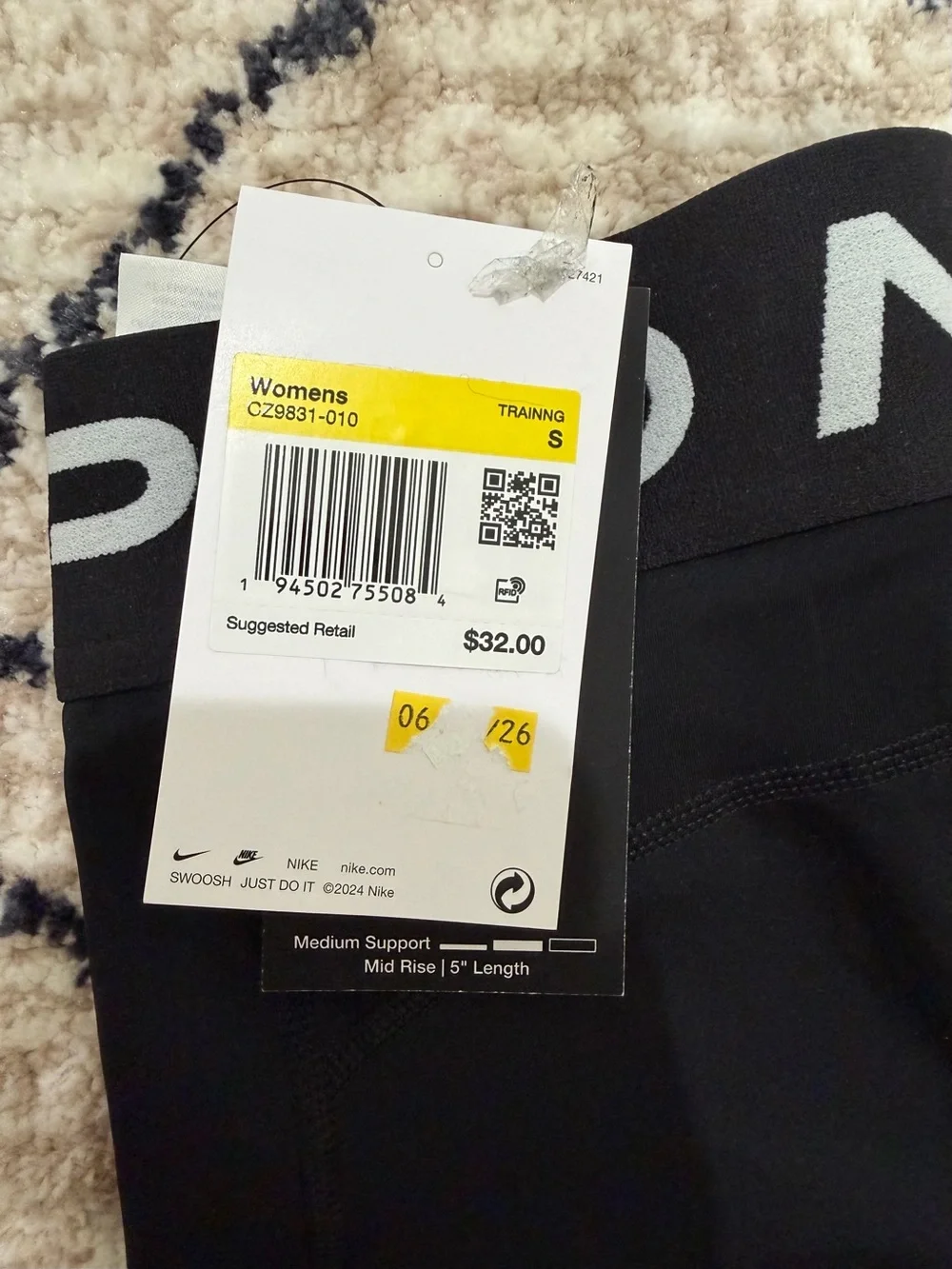 Nike Black Pro Compression Girls Athletic Shorts 5” Inseam